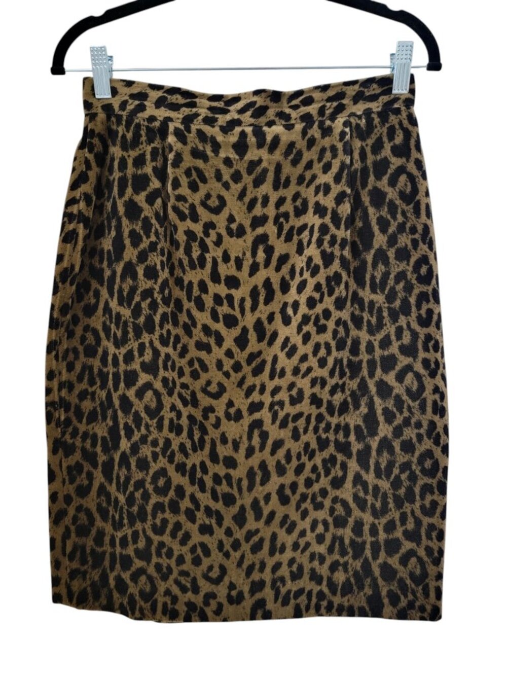 Jacqueline Ferrar Size 8T Velveteen Leopard Print Pencil Skirt, Rockabilly, 90s